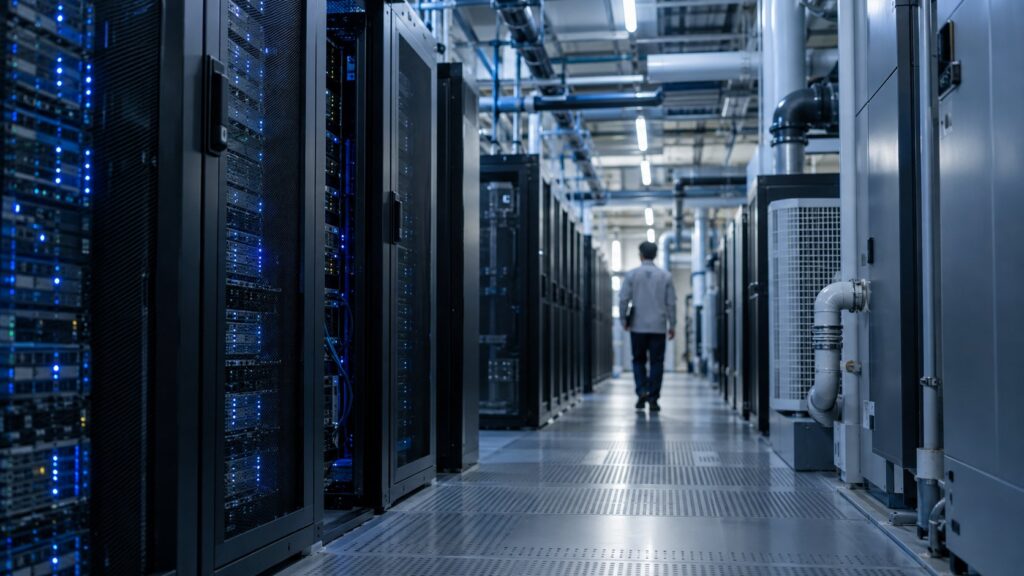 サーバーラックが並ぶデータセンター内部