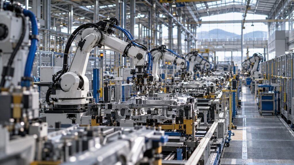 多数のロボットが稼働する自動化生産ライン