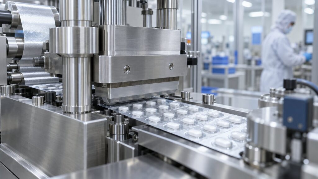 錠剤を包装する医薬品ブリスター包装機