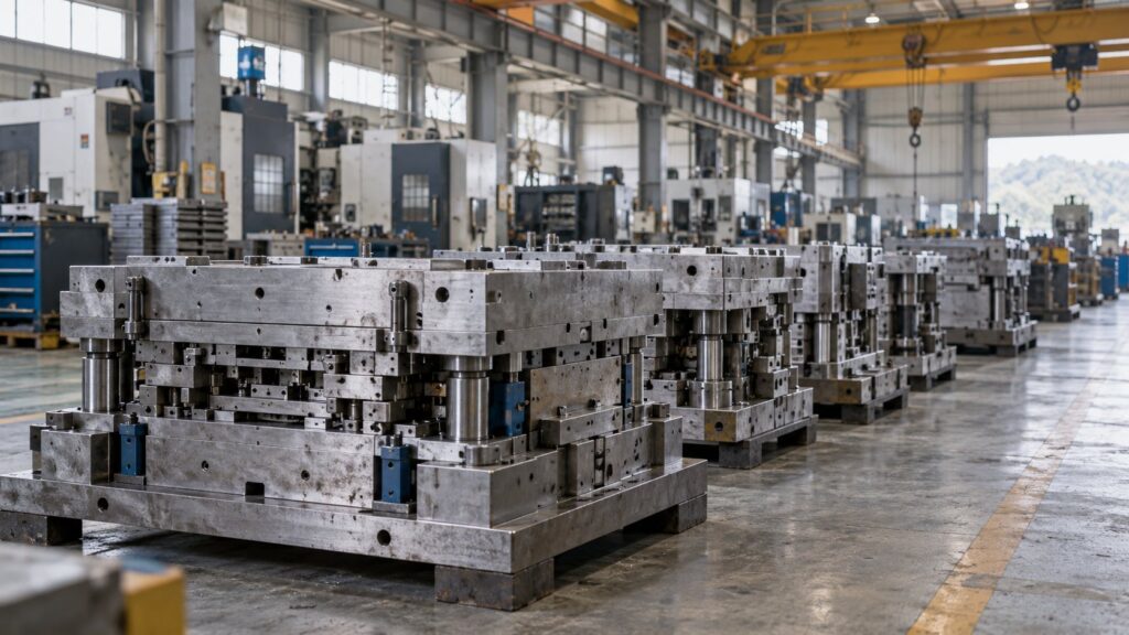 大型プレス金型が並ぶ日本の金型工場