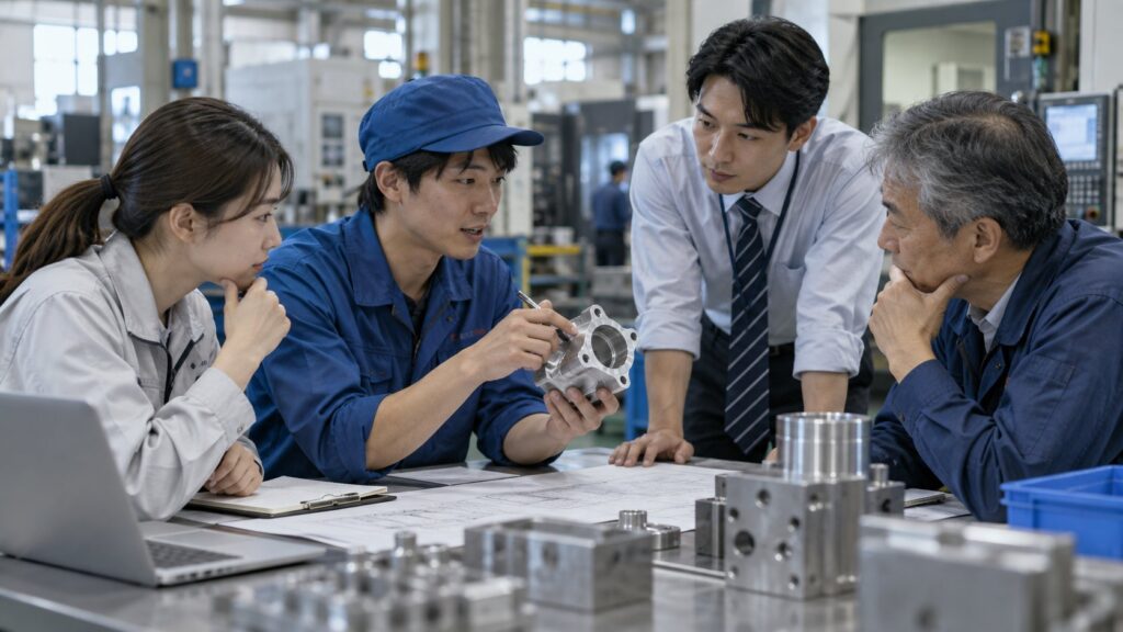 年代や職種の異なる社員が部品を検討