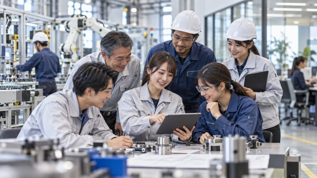 多様な社員が工場で協働する製造チーム