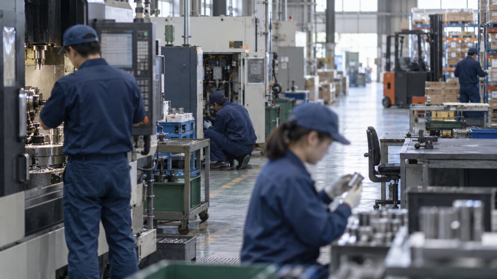 加工・保全・検査・物流の各職種が働く工場