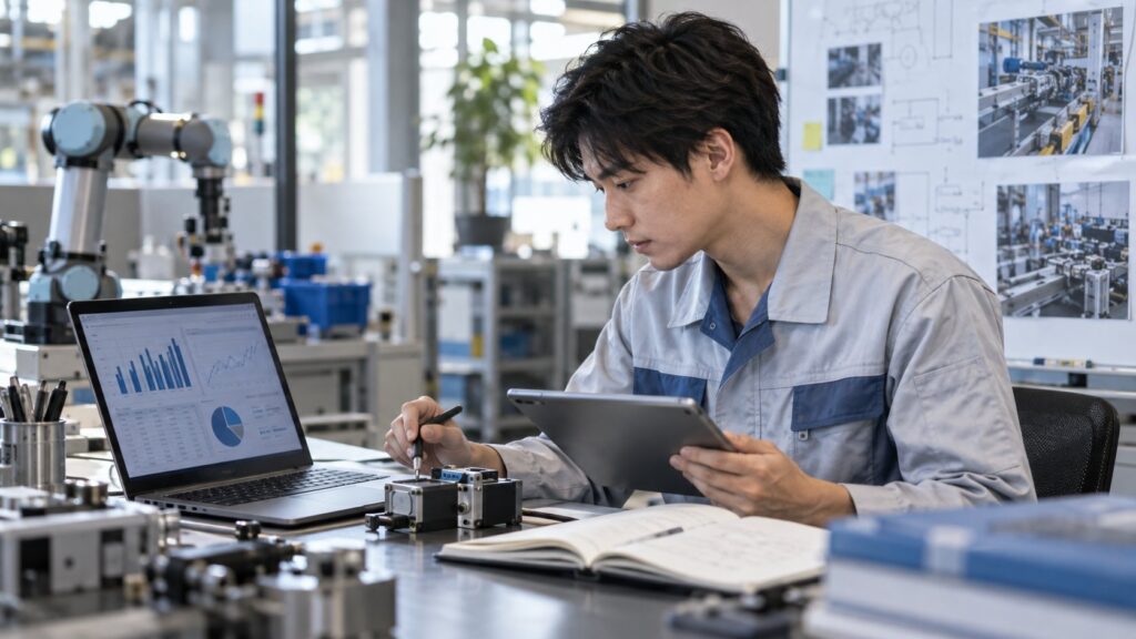 データ分析と設備技術を学ぶ若手社員