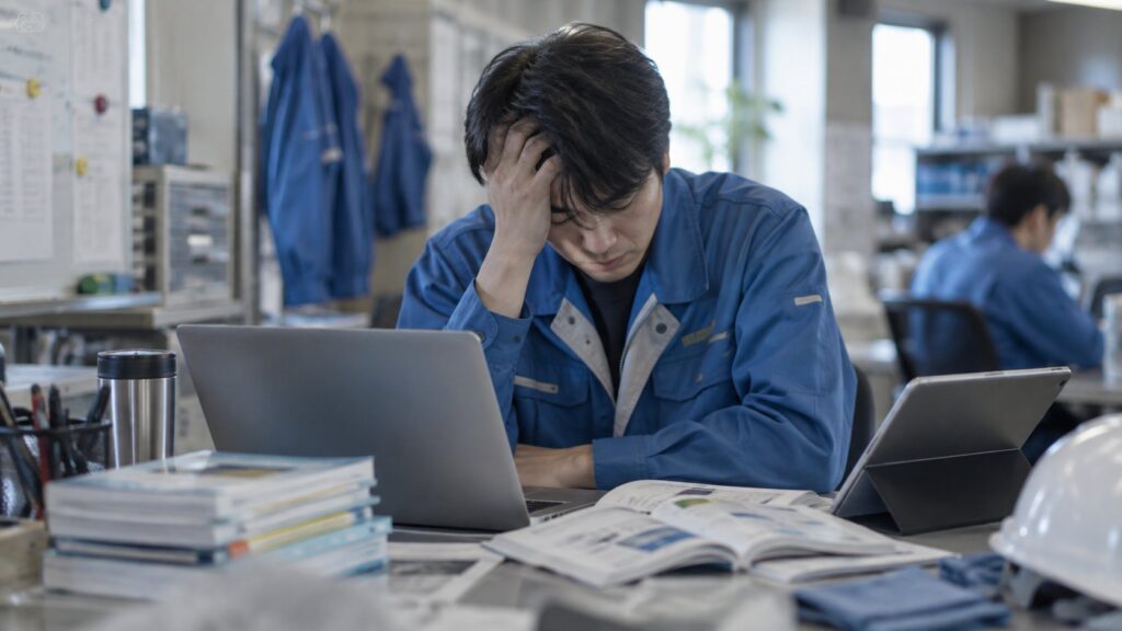学習と業務の両立に悩む工場勤務者