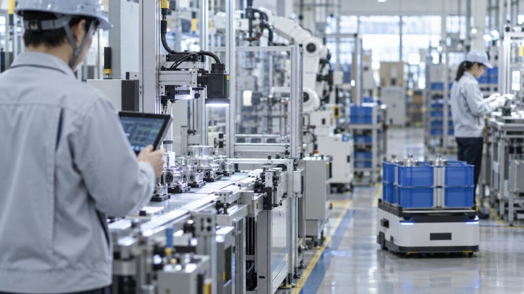 自動検査とAGVで効率化された生産ライン