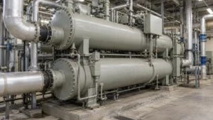 機械室に設置された横形吸収式冷凍機