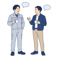 元同僚と話す