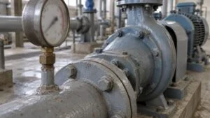 ポンプ吸込み側の配管に取り付けられた連成計