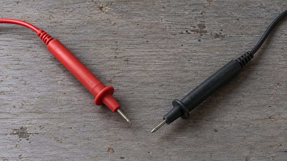 Red and black test leads with finger guards
