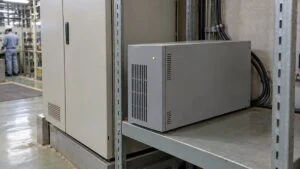 制御盤の近くに設置されたUPS筐体の外観を表す生成イメージ